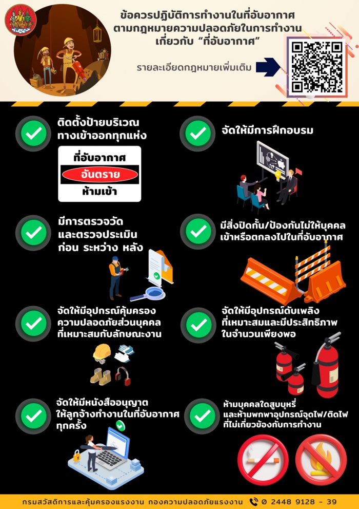 ข้อควรปฏิบัติการทำงานในที่อับอากาศตามกฎหมายความปลอดภัยในการทำงานเกี่ยวกับ “ที่อับอากาศ”