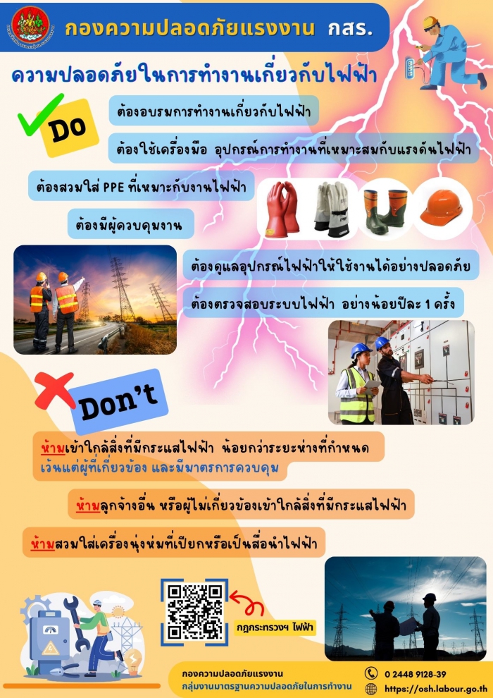 รณรงค์สร้างการรับรู้ (Do’s/Don’ts) เรื่องความปลอดภัยในการทำงานเกี่ยวกับไฟฟ้า