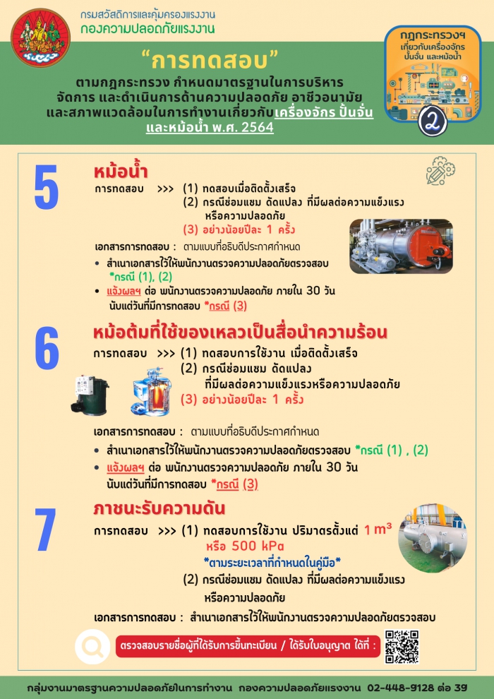 “การทดสอบ” ตามกฎกระทรวงฯ เกี่ยวกับเครื่องจักร ปั้นจั่น และหม้อน้ำ พ.ศ. ๒๕๖๔ (2)