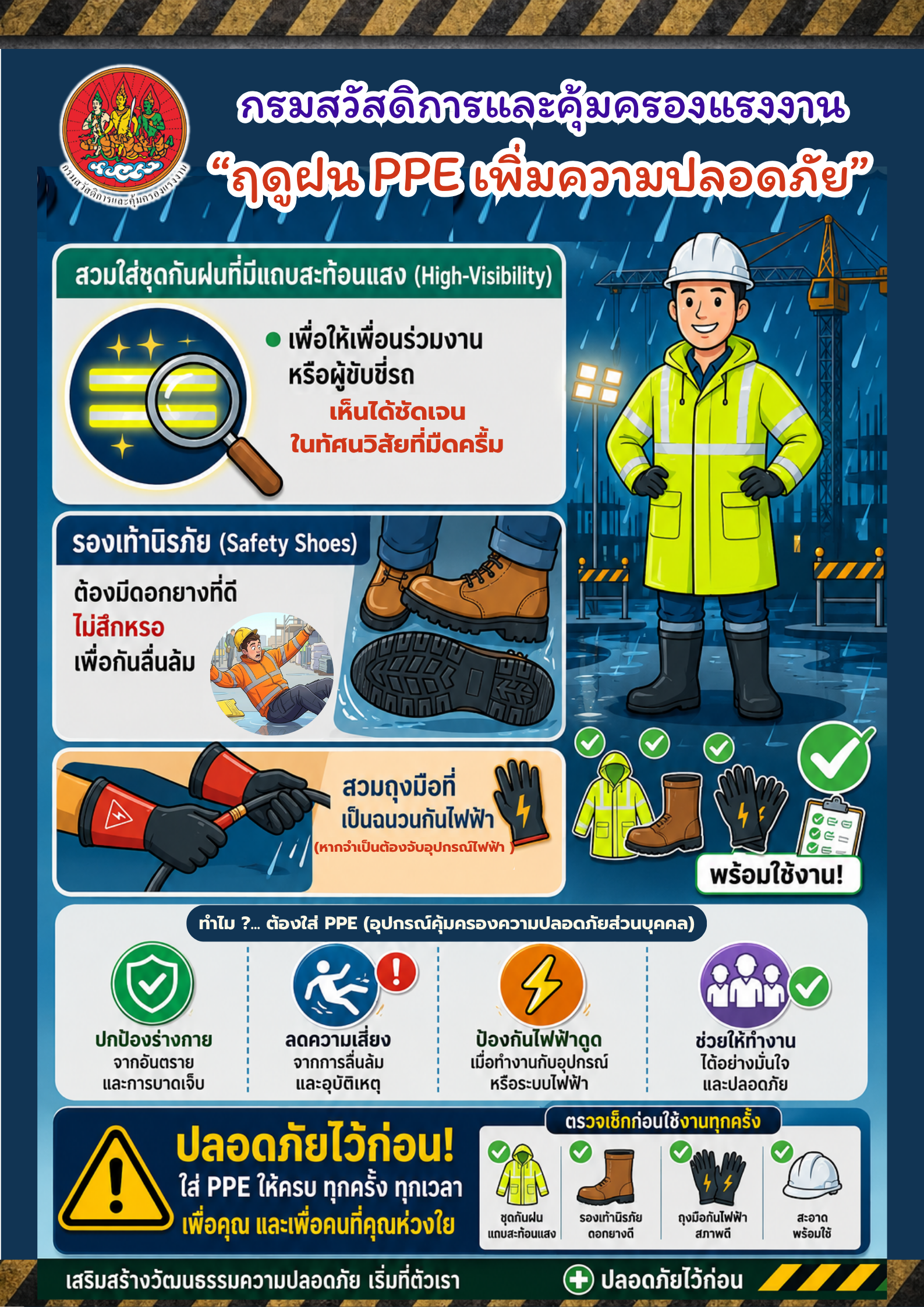 รณรงค์สร้างการรับรู้ เรื่อง “ฤดูฝน PPE เพิ่มความปลอดภัย”
