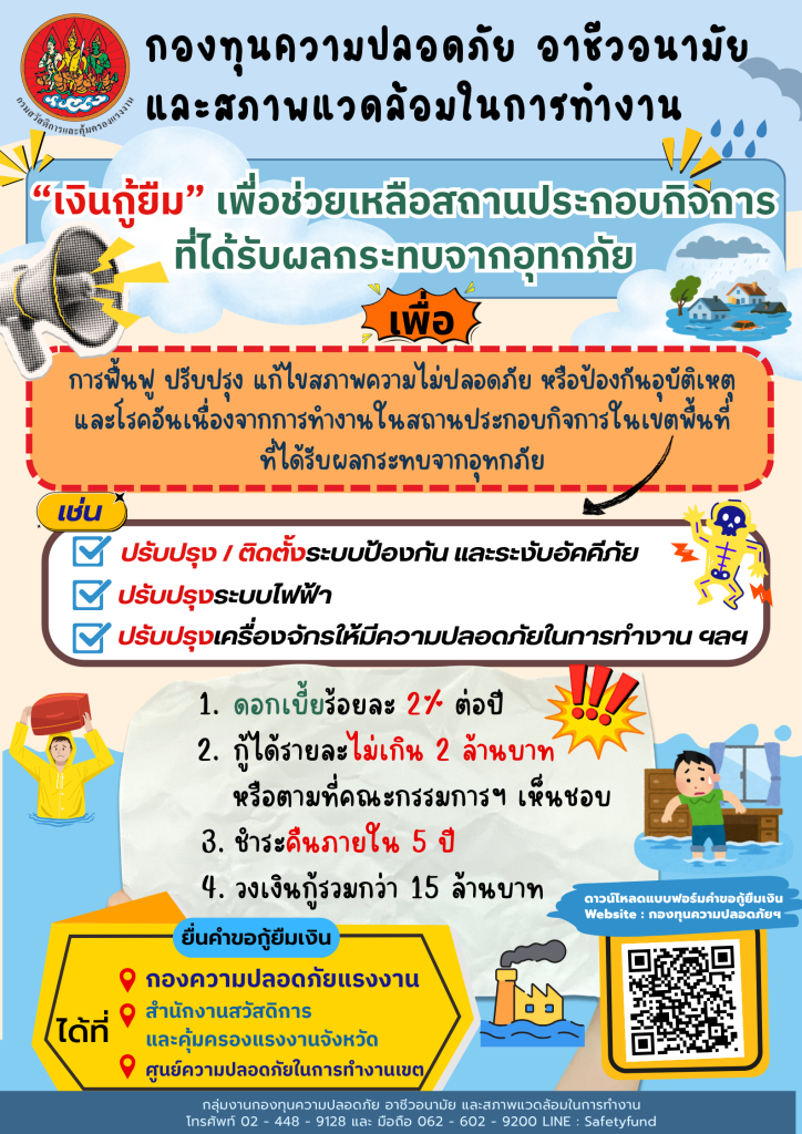 รณรงค์สร้างการรับรู้ เรื่อง “เงินกู้ยืม” เพื่อช่วยเหลือสถานประกอบกิจการที่ได้รับผลกระทบจากอุทกภัย